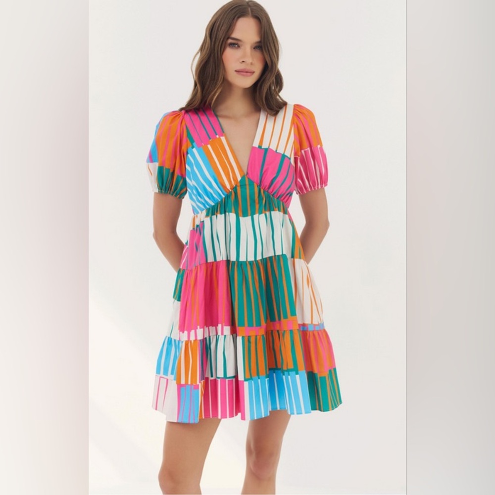 NWT Hutch Ami Dress in Multi Stretch Poplin Size Small